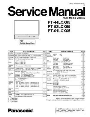 Panasonic Pt 44lcx65 Pt 52lcx65 Pt 61lcx65 Service Manual Repair Guide