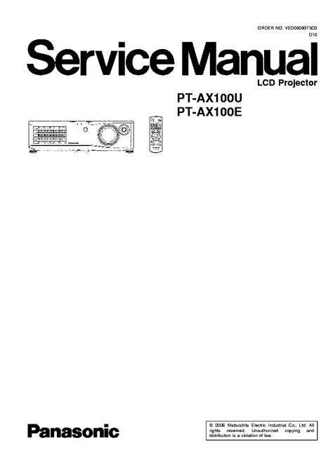 Panasonic Pt Ax100 Ax100u Ax100e Service Manual Repair Guide