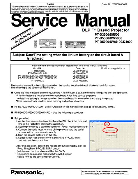 Panasonic Pt D3500 Series Service Manual Repair Guide