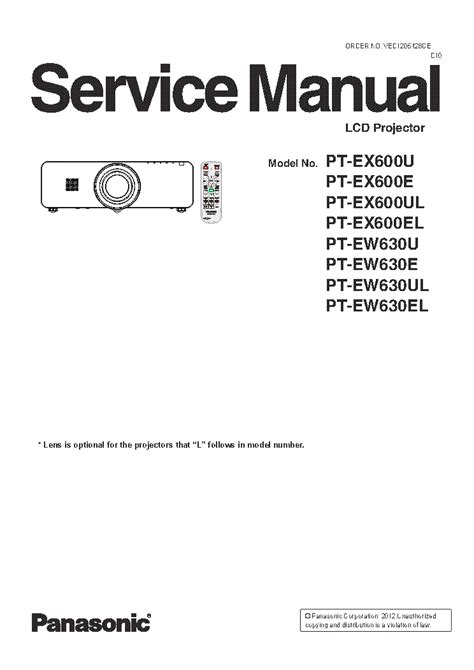 Panasonic Pt Ex600u Lcd Projector Service Manual Download