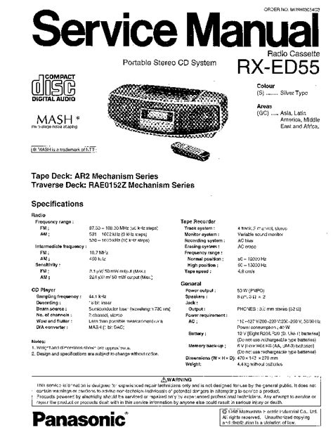 Panasonic Rx Ed55 Service Manual