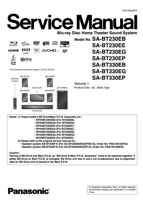 Panasonic Sa Bt230eb Home Theater Service Manual