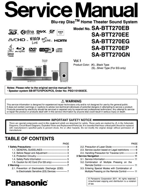 Panasonic Sa Btt270p Home Theater Service Manual