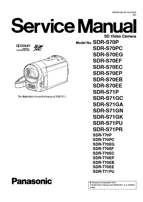 Panasonic Sdr T70 S70 S71 Service Manual Repair Guide