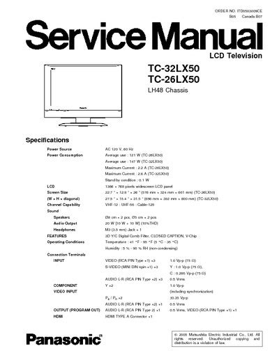 Panasonic Tc 26lx50 Tc 32lx50 Service Manual Repair Guide