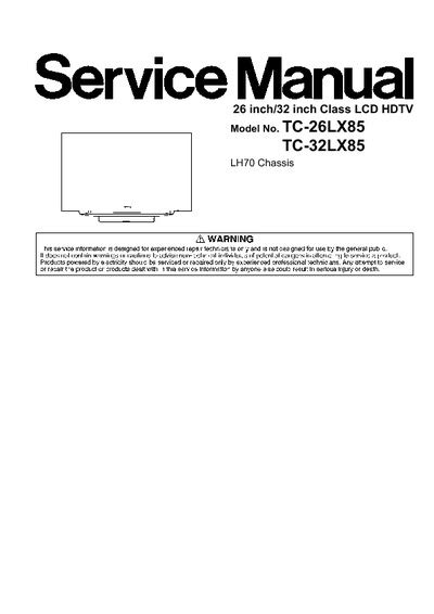 Panasonic Tc 26lx85 Tc 32lx85 Lcd Tv Service Manual Download