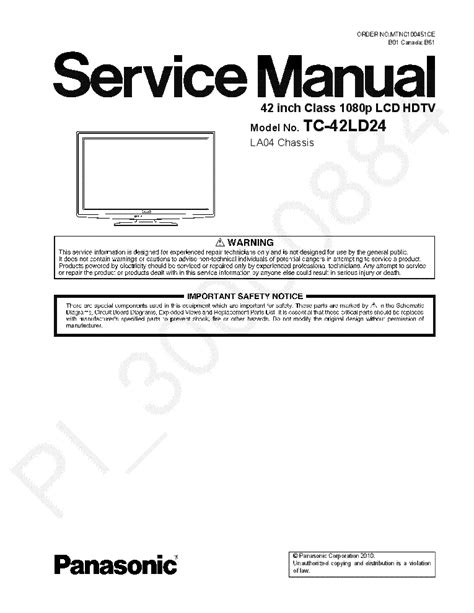 Panasonic Tc 42ld24 Lcd Hd Tv Service Manual Download