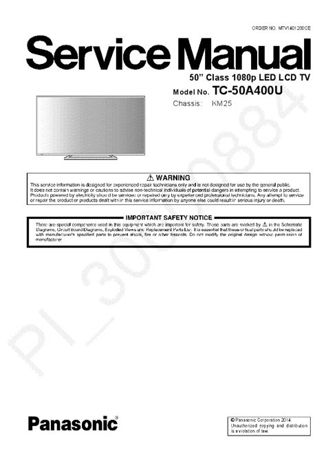 Panasonic Tc 50a400u Service Manual And Repair Guide