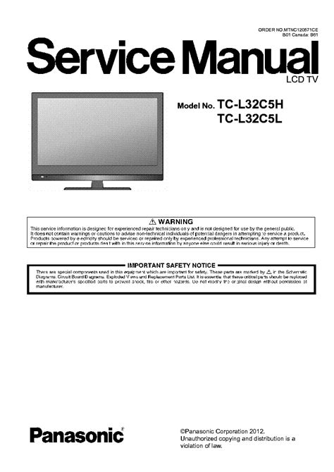 Panasonic Tc L32c3s Lcd Tv Service Manual