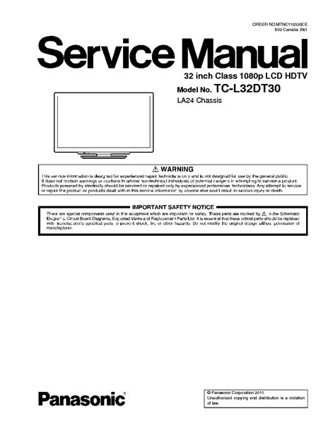 Panasonic Tc L32dt30 Full Service Manual Repair Guide