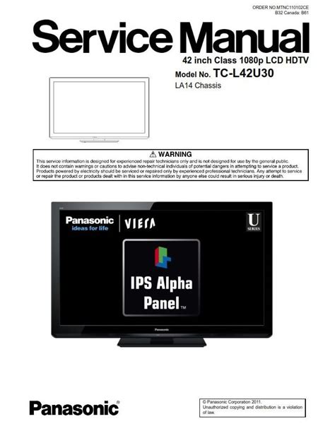 Panasonic Tc L42u30 Lcd Tv Service Manual Download