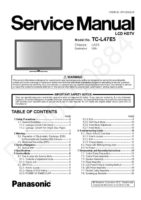 Panasonic Tc L47e5 Service Manual And Repair Guide