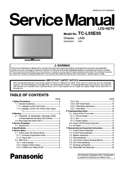 Panasonic Tc L55e50 Service Manual And Repair Guide