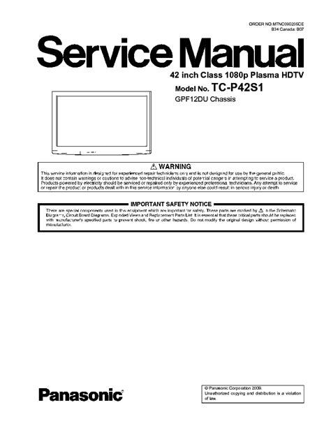 Panasonic Tc P42s1 Service Manual Tech Training Manual