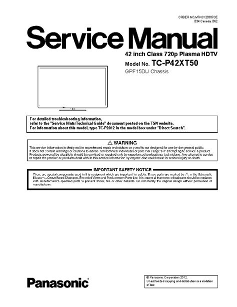 Panasonic Tc P42xt50 Service Manual Repair Guide