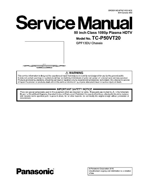 Panasonic Tc P50vt20 Service Manual Repair Guide