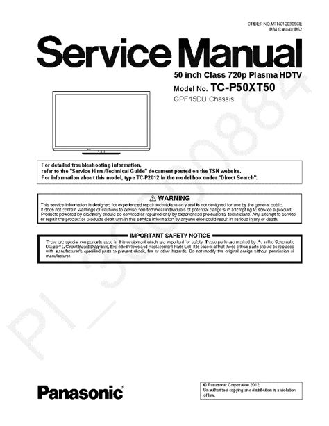 Panasonic Tc P50xt50 Service Manual Repair Guide