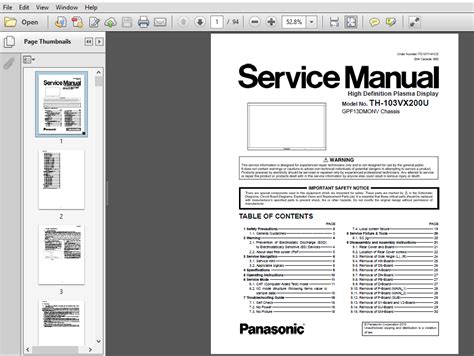 Panasonic Th 103vx200 Service Manual Repair Guide