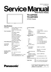 Panasonic Th 42phd5 Th 42phw5 Plasma Tv Service Manual Download