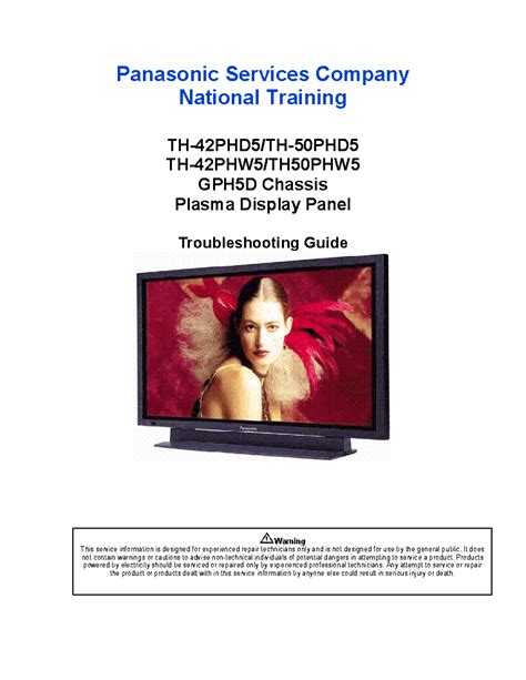 Panasonic Th 42phd5 Th 42phw5 Tv Service Manual Download