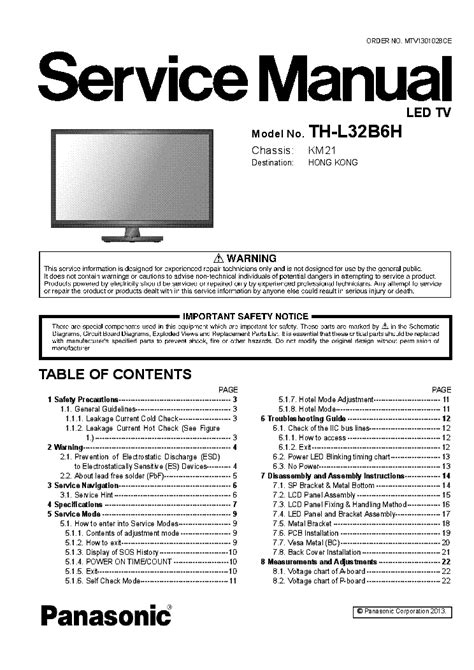 Panasonic Th L32b6h Led Tv Service Manual Download