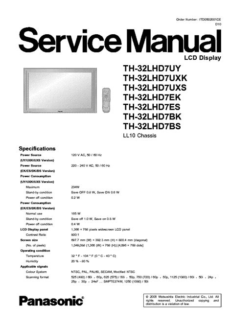 Panasonic Th L42e3d Lcd Tv Service Manual