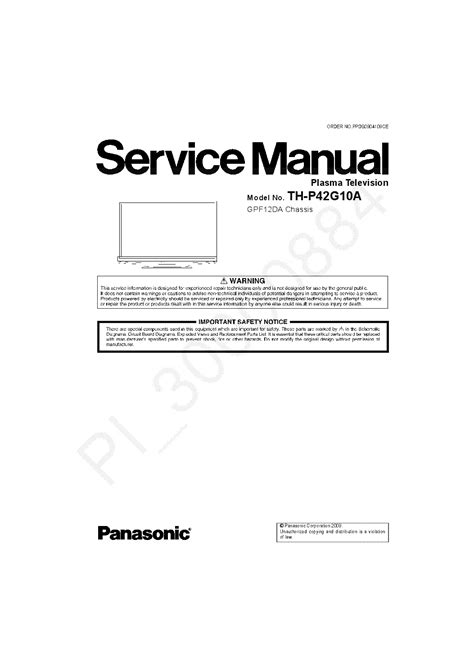 Panasonic Th P42g10c Tv Service Manual Download