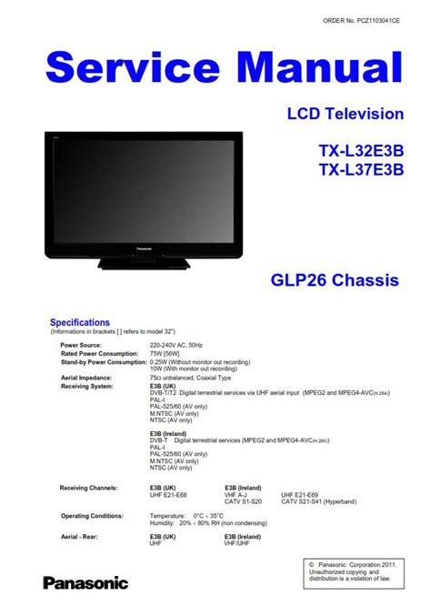 Panasonic Tx L32c3b Service Manual Repair Guide