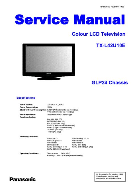 Panasonic Tx L42u10e Lcd Tv Service Manual