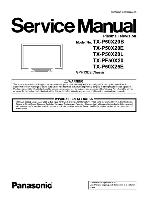 Panasonic Tx P37x25e P37x25es Pf37x20 Gph13de Chassis Service Manual