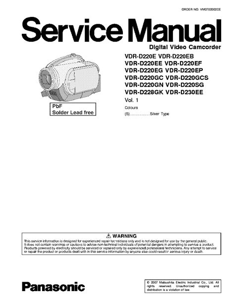 Panasonic Vdr D220 D230 Series Service Manual Repair Guide