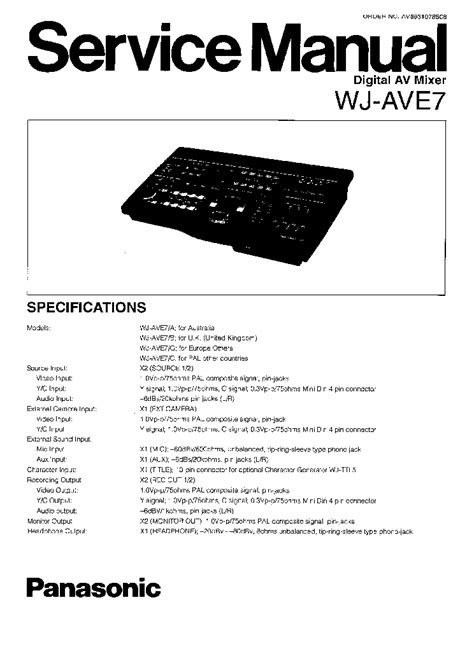 Panasonic Wj Ave7 Digital Av Mixer Service Manual Download