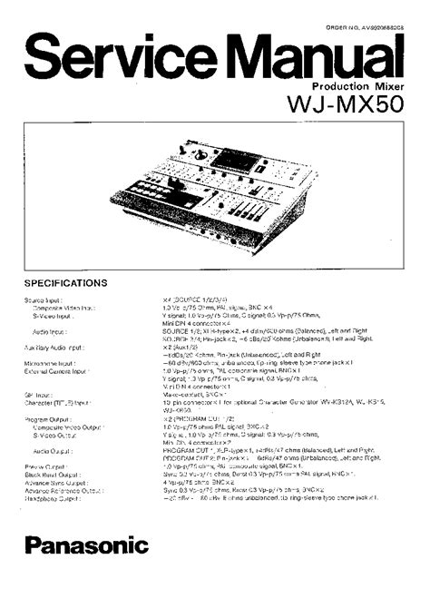 Panasonic Wj Mx50 Service Manual