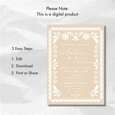 Papel Picado Wedding Invitation Template