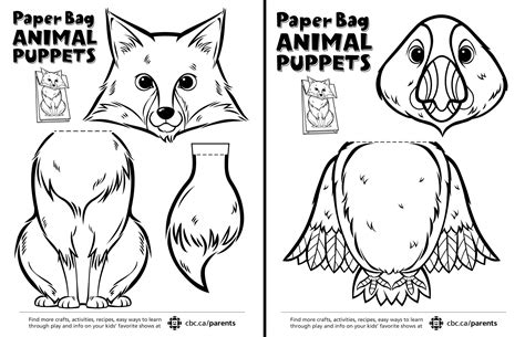 Paper Bag Puppet Templates