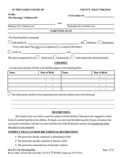 Parenting Agreement Template