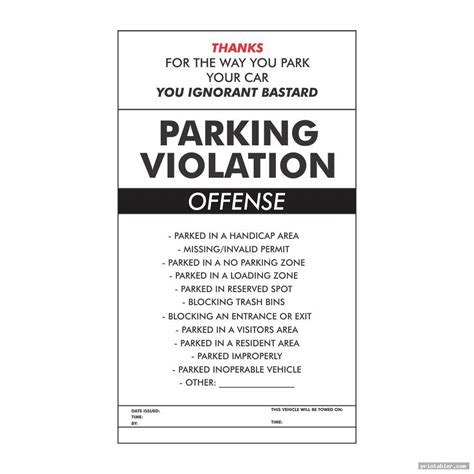 Parking Violation Template