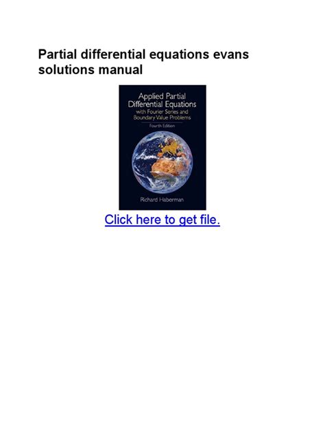 Partial Differential Equations Evans Solutions Manual