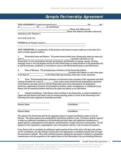Partnership Template Contract