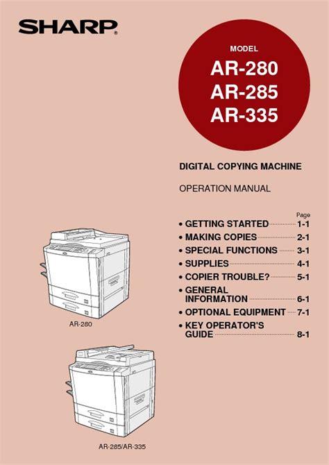 Parts List Manual Sharp Ar 285 Digital Copier