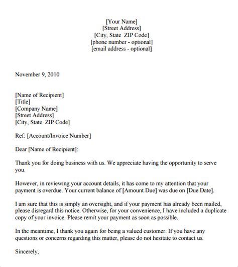Past Due Letter Template Free