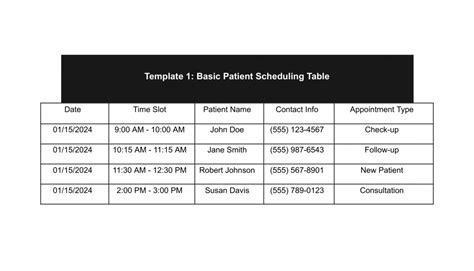 Patient Schedule Template