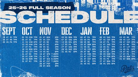Pats Schedule Printable