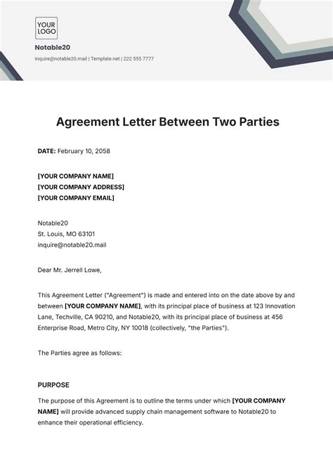 Payment Agreement Template Between Two Parties