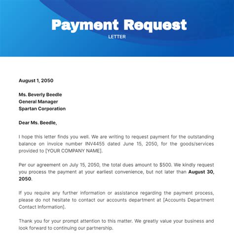 Payment Request Email Template