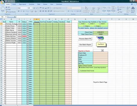 Payroll Spreadsheet Template