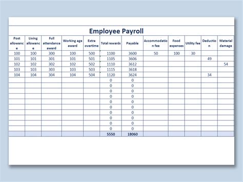 Payroll Spreadsheet Templates