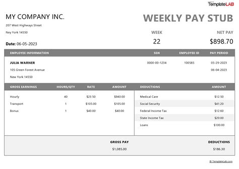 Payroll Stub Template Download