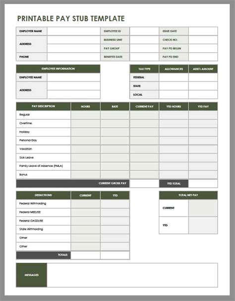 Payroll Stub Template Free