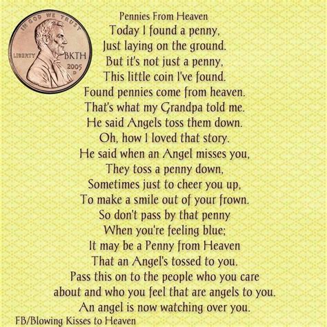 Pennies From Heaven Poem Printable